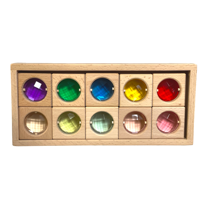 **Pre-order (Ships in 3-4 Weeks)**10 Pcs Colored Square Gemmed Translucent Blocks with Storage Tray