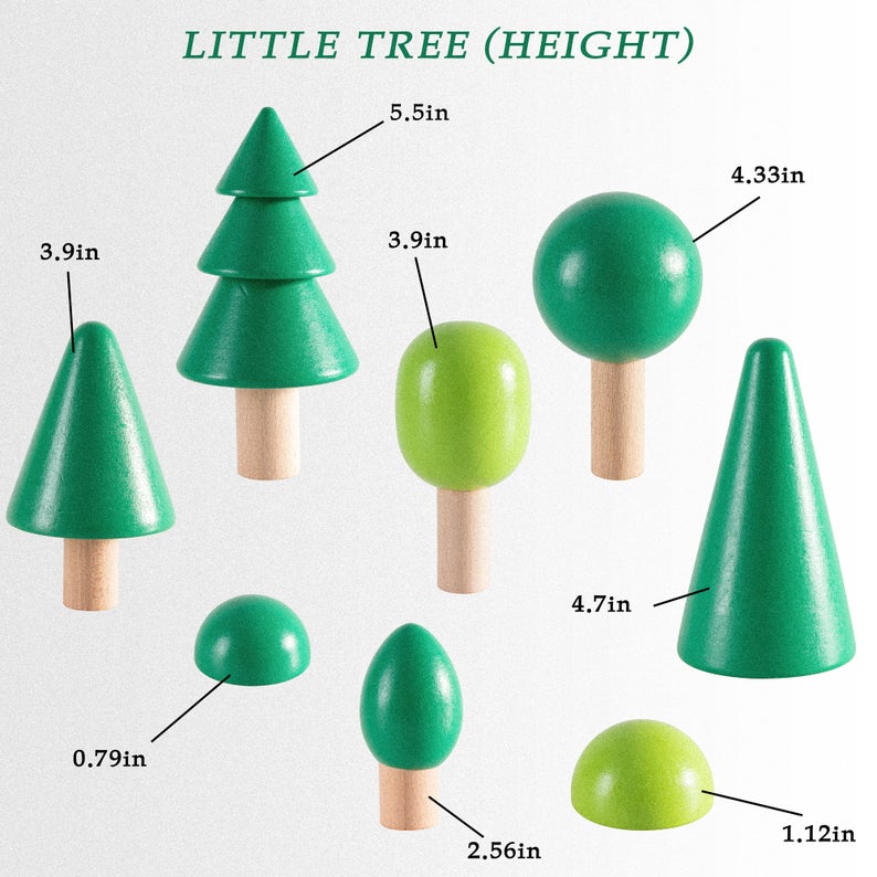 8 Pcs Wooden Trees Toy Set – Green Elephant Home and Toys