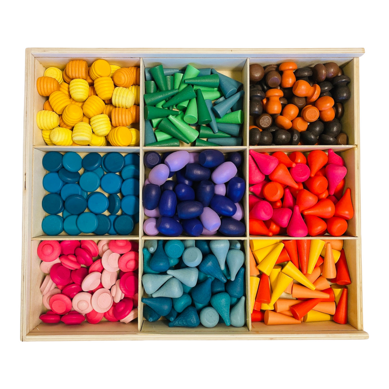 6 Pcs Rainbow Wooden Balls with Tray in Primary Colors Diameter 1.8 In –  Green Elephant Home and Toys