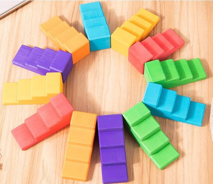 Grade R Colour Building Blocks 12 Pcs STAINED Stepped Roofs Building Blocks in Primary Rainbow Colors ...
