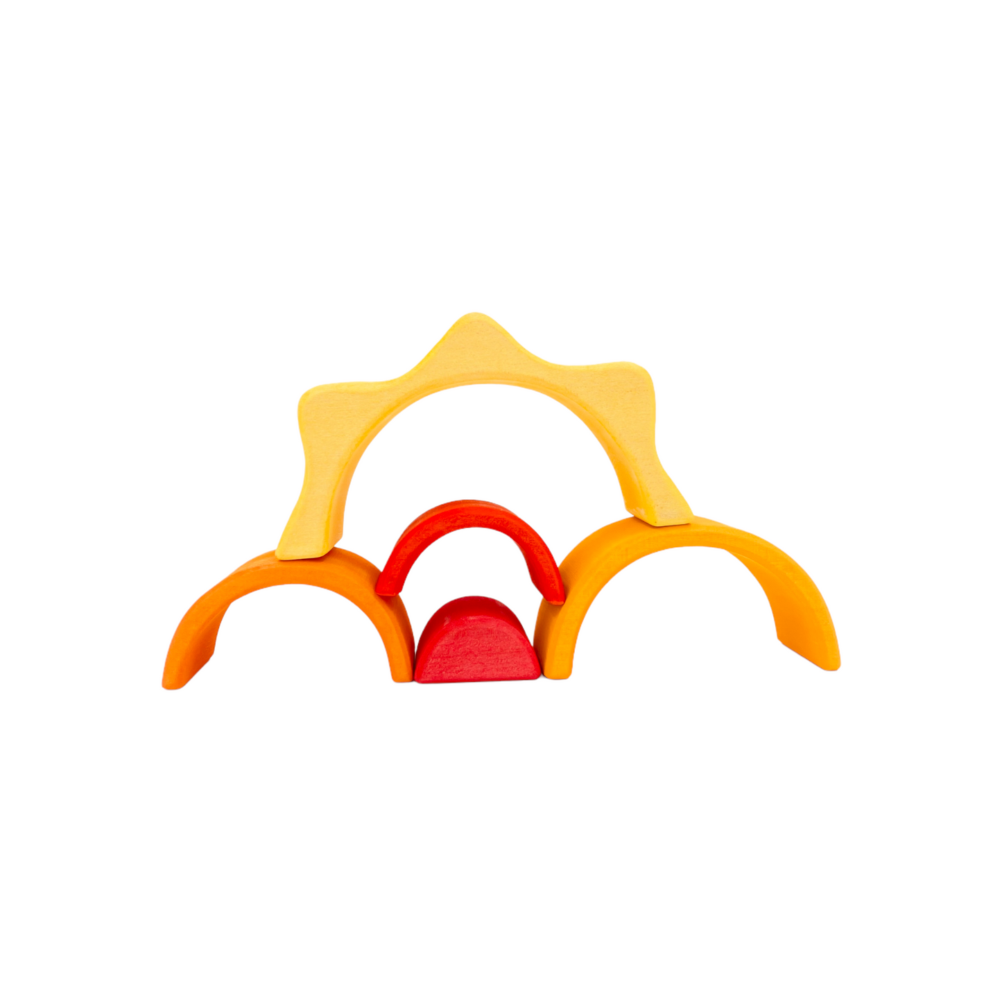 5 pcs stained mini size wooden sun rainbow stacker