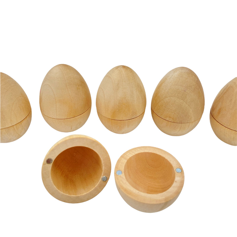6 Pcs STAINED Magnetic Wooden Eggs in Pastel/Macaron Colors
