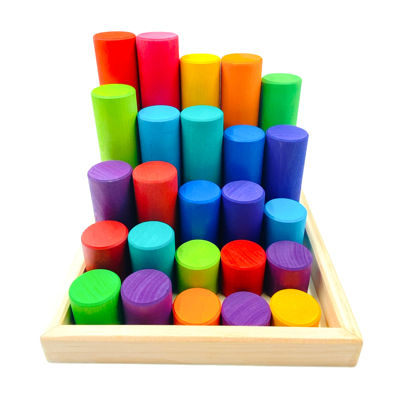 25 Pcs STAINED Large Building Rollers Rainbow with Storage Tray Green