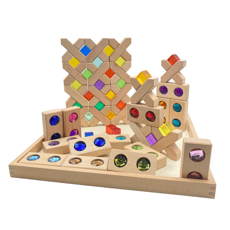 **Pre-order (Ships in 3-4 Weeks)**54 Pcs Combination Set with X-shape and Rectangular Gemmed Blocks and Lucite Cubes