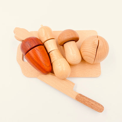 30 Pcs Wooden Fruits and Vegetables Cutting Playset