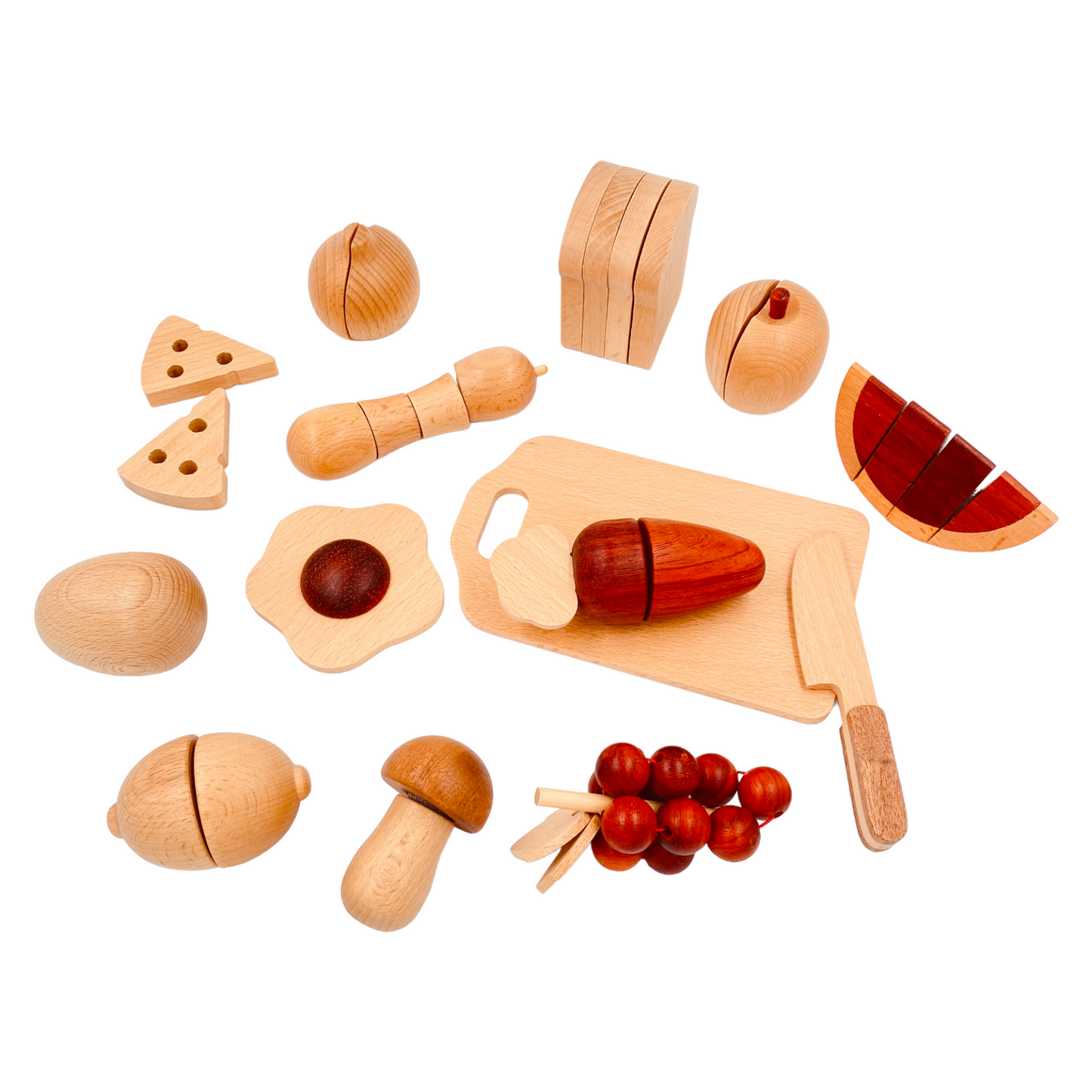 30 pcs wooden fruits and vegetables cutting playset