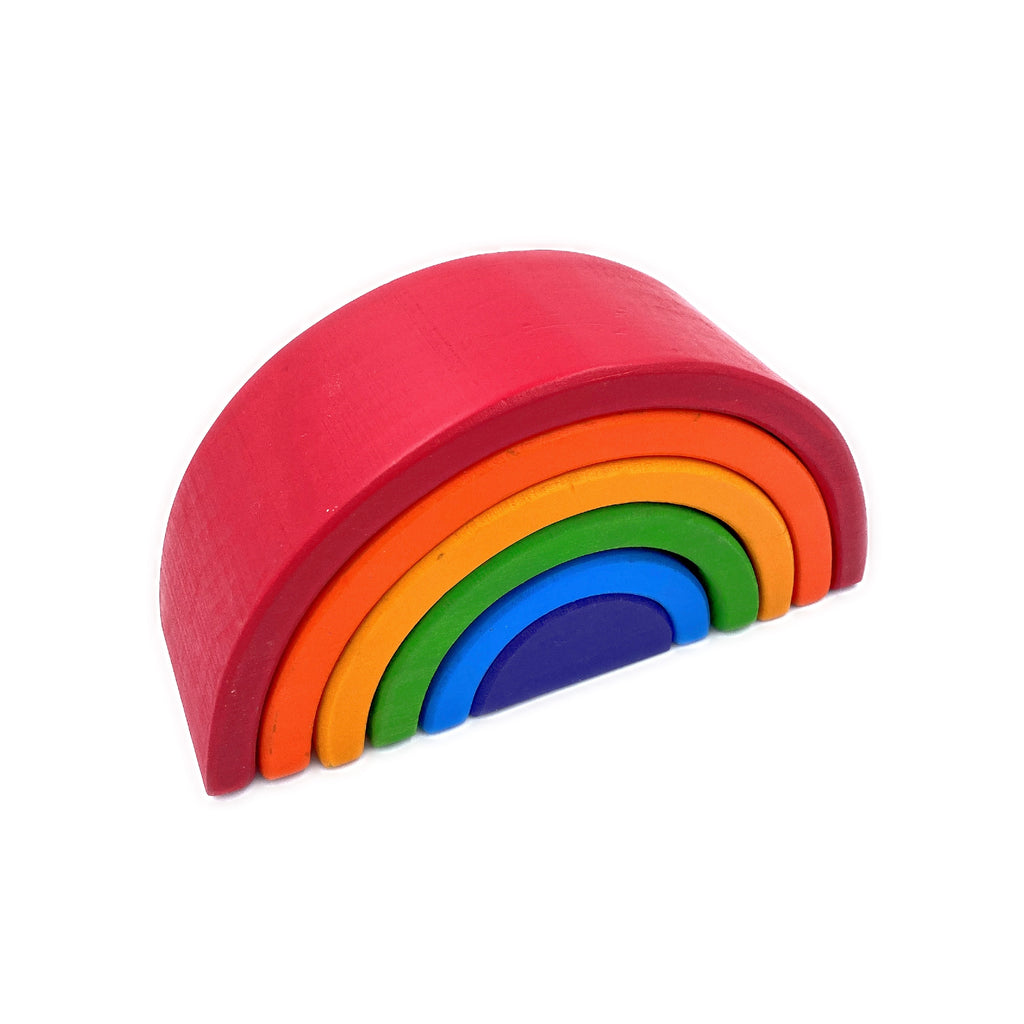 6 Pcs Small Rainbow Stacking Blocks in Primary Colors