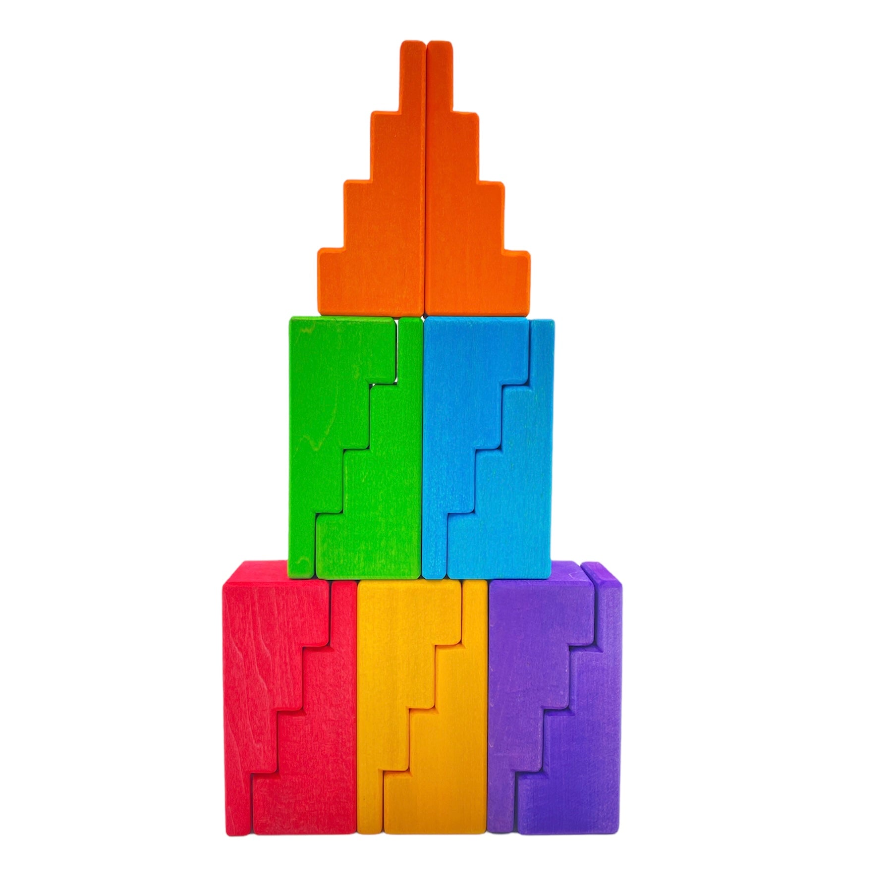 Grade R Colour Building Blocks **Pre-order (Ships in 2-3 Weeks)**12-Piece Stained Stepped Roof Buildi ...