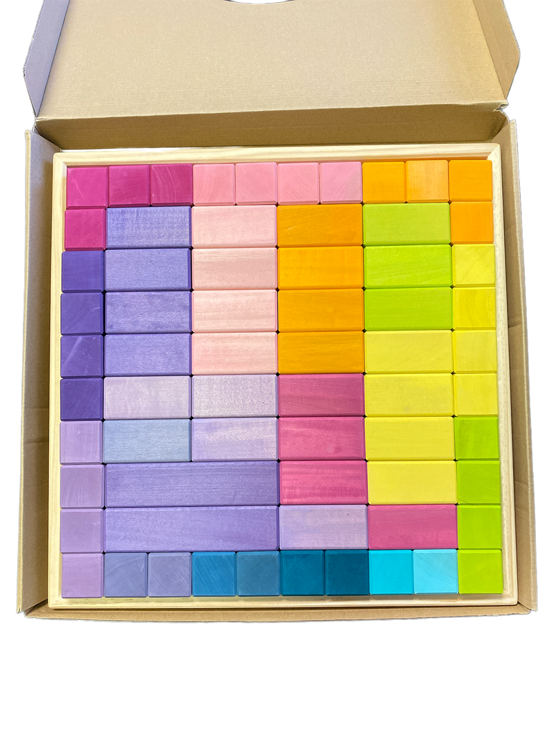 100 Pcs STAINED Large Stepped Pyramid Wooden Stacking Building Blocks ...