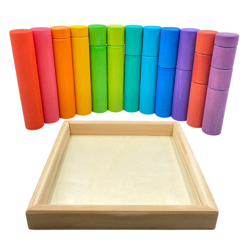 25 Pcs STAINED Large Building Rollers Rainbow with Storage Tray