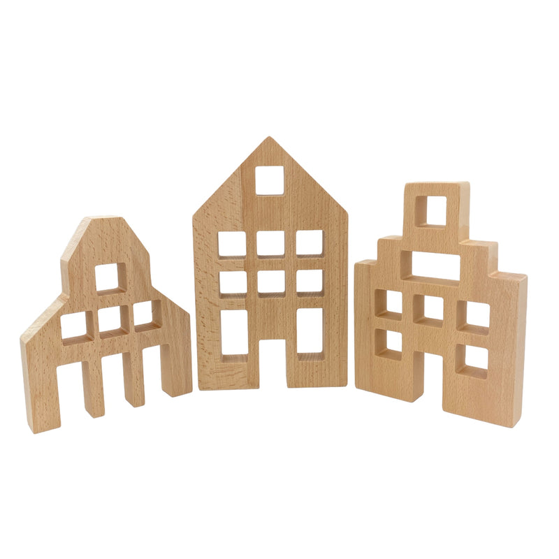 3 Pcs Wooden Window Houses ONLY